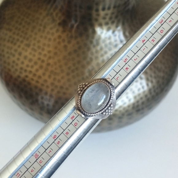 Vintage Clear White Apophyllite Stone 925 Sterling Silver Ring 6.5 - Picture 9 of 14